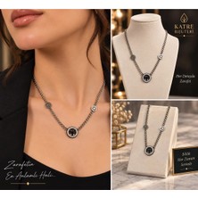 Katre Bijuteri Kadın Silver Çelik Zirkon Taşlı Hayat Ağacı Uçlu Gurmet Zincir Kolye