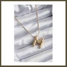 Northcity 316L Çelik Gold Renk Bubble "m" Harf Model Kadın Kolye Bx
