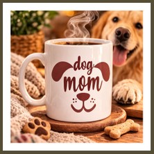 Northcity Dog Mom Kupa Model 185 – Köpek Annesi Temalı Porselen Kahve Kupası – Köpek Severlere Hediye Kupa Bx