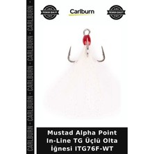 Carlburn Özel Üretim Mustad Alpha Point In-Line Tg Üçlü Olta Iğnesi ITG76F-WT Doğa Kanca Deniz