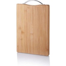Bin1çeşit Metal Tutacaklı Lüx Bambu Kesme Tahtası 30CM X20CMX1.8CM ROYALEKS-67458