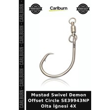 Carlburn Özel Seri Mustad Swivel Demon Offset Circle SE39943NP Olta Iğnesi 4x Yemli Av Ekipman