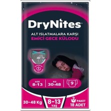 Kız Çocukları Için Emici Gece Külodu, 8-13 Yaş, 30-48 Kg, 18 Adet