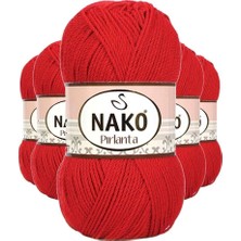 Bin1çeşit 5 Adet Pırlanta Amigurumi El Örgü Ipi Yünü Gelincik Kırmızı 6741