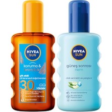 Sun Güneş Sonrası Serinletici ve Ferahlatıcı Sprey 200 ml + Sun SPF30 Koruma & Bronzluk Güneş Yağı Spreyi (200 Ml)