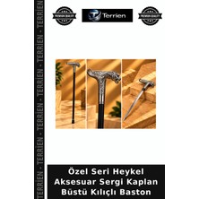 Terrien Özel Seri Heykel Aksesuar Sergi Kaplan Büstü Kılıçlı Baston
