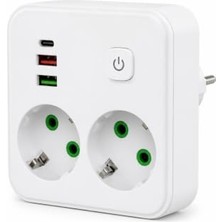 Rafta Busstier USB ve Type-C Girişli Çoklu Priz, Elektrik Uzatma Prizi, Telefon, Tablet, Bilgisayar ve Elektronik Cihazlar Için Çok Amaçlı Priz Çoğaltıcı, Ev ve Ofis Kullanımı, Beyaz 2'li