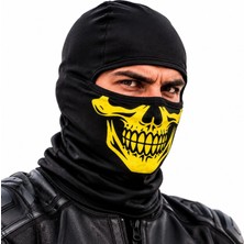 KSB Store Unisex Sarı Kurukafa Desenli Balaklava Kar Maskesi | Siyah Tam Yüz Boyunluk Motosiklet Outdoor Maske
