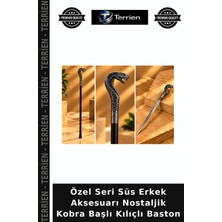 Terrien Özel Seri Süs Erkek Aksesuarı Nostaljik Kobra Başlı Kılıçlı Baston