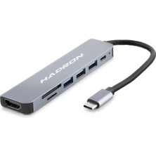 Milas Toptan Milas Type-C Hub Hdmi 4K USB 3.0 Kart Okuyucu 7 Port - Gri HDX7835