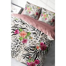 Leopar Çift Kişilik Nevresim Takımı Pamuk Saten Zebra Flowers, MONOHOME67304
