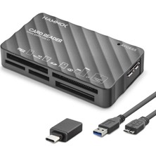 Milas Toptan Milas USB Type-C 3.1 Gen1 All In One Kart Okuyucu Cf Sd Microsd Ms Xd 5 Gbps Siyah HDX7064