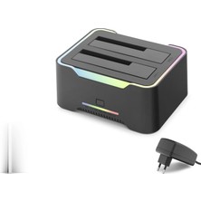 Milas Toptan Milas USB 3.0 Hdd/ssd Disk Docking Station Sata 2.5 /3.5 Klonlama Destekli Rgb - Siyah HDX1790
