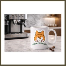 Northcity Paws On Break Tasarımlı Kupa Bardak Model 201 Seramik Baskılı Kahve Kupası Dayanıklı ve Şık Tasarım Bx