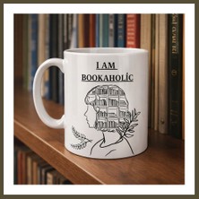 Northcity I Am Bookaholic Yazılı Kitap Temalı Kupa Model 213 Baskılı Seramik Kahve Kupası Bx