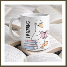 Northcity I Love Reading Yazılı Kupa Model 210 Kitap Temalı Tasarım Seramik Kahve Kupası Kitap Severlere Hediye Bx