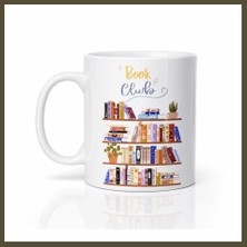 Northcity Book Club Temalı Kupa Model 243 Kitap Severler Için Tasarım Baskılı Seramik Kahve Kupası Bx