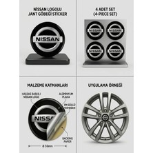Memo Digital Nissan Logolu Alüminyum Jant Göbeği Arması Sticker 56MM - 4 Adet