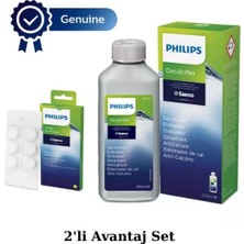 TeknoKapsül Philips CA6700/10 Espresso Makinesi Kireç Temizleme Solüsyonu, CA6704/10 Yağ Çözücü Tablet 2'li Set