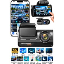 Sonreir Z66 4g Sım Kartlı Araç Kamerası 4K Adas Yapay Zeka Plaka Okuma Wifi Gece Görüş G-Sensör Park Modu