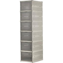 6 Katlı, Katlanabilir Ayakkabılık, Taşınabilir Çok Amaçlı, Geniş, Katlanabilir Dolap ve Raf, Katlanır Taşınabilir Premium Portatif Organizer Ayakkabılık (25,5 cm x 34,5 cm x 105,5 Cm) (Toprak)