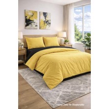 Tek Kişilik Battal Boy, Çift Kişilik Nevresim Takımı (Lastikli Çarşaf+Yastık Kılıf+Yorgan Kılıfı) Çift Yönlü Pamuk-Polyester 90X190 100X200 120X200 160X200 180X200 200X200 (Sarı-Siyah, 100X200)