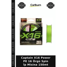 Carlburn Özel Seri Captain X16 Power Pe 16 Örgü Spin Ip Misina 150MT Hobi Malzemesi Doğa Olta Misinası