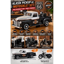 Toyfest Diecast Pickup ve Motosiklet Seti 1950 Chevrolet 3100 + 1948 Fl Panhead 20 cm