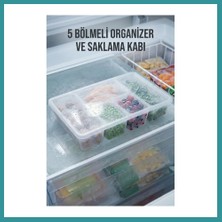 Bt Teknik 5 Bölmeli Şeffaf Buzdolabı Içi Düzenleyici & Kapaklı Dondurucu Saklama Kabı (24X38 Cm) Bez