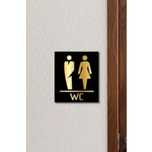 Yalıgraf Fırstclass Serisi - Siyah Gold Aynalı Pleksi Premium Tasarım Kendinden Yapışkanlı Wc Tabelası