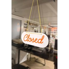 Yalıgraf Oval Pleksi Açık Kapalı Tabelası Vantuzlu Mağaza Dükkan Butik Işyeri Açık Kapalı Pleksi Open Close Tabela Şık Tasarım - Beyaz Turuncu
