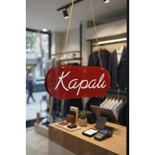 Yalıgraf Oval Pleksi Açık Kapalı Tabelası Vantuzlu Mağaza Dükkan Butik Işyeri Açık Kapalı Pleksi Open Close Tabela Şık Tasarım - Kırmızı Beyaz