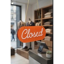 Yalıgraf Oval Pleksi Açık Kapalı Tabelası Vantuzlu Mağaza Dükkan Butik Işyeri Açık Kapalı Pleksi Open Close Tabela Şık Tasarım - Turuncu Beyaz