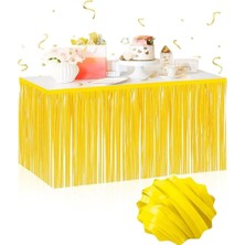 Uravas Store Uraselect Kendinden Yapışkanlı Makaron Sarı Püsküllü Masa Eteği – 75 x 275 cm Parti Süslemesi