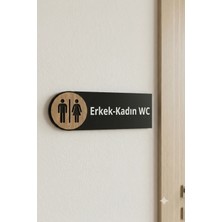Yalıgraf Blaw Serisi - Ahşap Kabartma Detaylı Pleksi Ofis Isimliği Kapı Yönlendirme Tabelası - Erkek-Kadın-Wc
