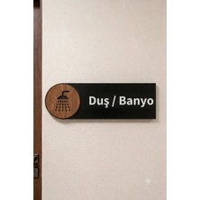 Yalıgraf Blaw Serisi - Ahşap Kabartma Detaylı Pleksi Ofis Isimliği Kapı Yönlendirme Tabelası - Duş / Banyo