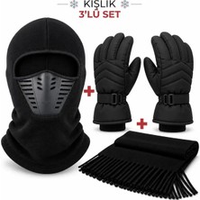 Mustran Kışlık Motosiklet Eldiveni Balaklava Kask Içi Airflow Hava Kanallı Maske 3’lü Motosiklet Seti Triko Örgü Atkı Bisiklet