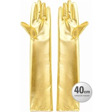 Uravas Store Uraselect Altın Renk Dirsek Altı Lüks Saten Eldiven 40 cm