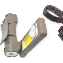 Mustran Şarjlı Mıknatıslı Usta&çalışma El Feneri Kafa Lambası 180° Döner Cob LED Gün Işığı Beyaz