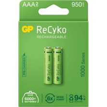Uravas Store Uraselect Gp Recyko 950MAH Aaa Şarj Edilebilir Ince Kalem Pil 2'li Paket