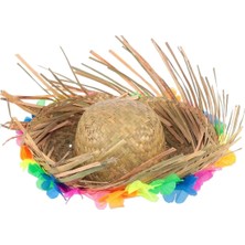 Uravas Store Uraselect Naturel Renk Püsküllü Örme Hasır Hawaii Luau Aloha Şapka 13X36 cm