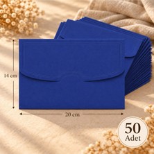 Davetiye Plaza 50 Adet Premium 14X20 cm Gofre Desenli Lüks 180 gr Lacivert Davetiye Zarfı