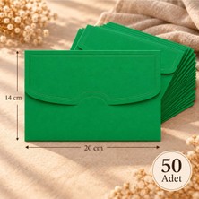 Davetiye Plaza 50 Adet Premium 14X20 cm Gofre Desenli Lüks 180 gr Koyu Yeşil Davetiye Zarfı