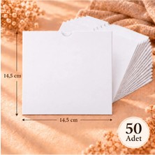 Davetiye Plaza 50 Adet 15X15 cm Ekonomik Demonte Üstten Çekmeli 160 gr Kare Beyaz Davetiye Zarfı
