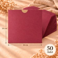 Davetiye Plaza 50 Adet 16X16 cm Ekonomik Üstten Çekmeli 200 gr Kraft Kırmızı Renk Davetiye Zarfı