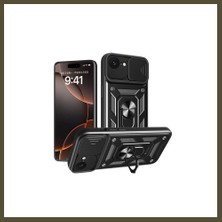 Northcity iPhone 16E Uyumlu Kılıf Pars Lens Yüzüklü Silikon - Siyah Bx