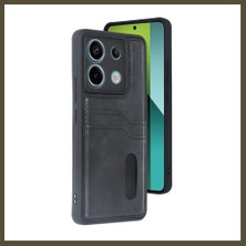 Northcity Redmi Note 13 Pro 4g Uyumlu Kılıf Sara Kartvizitli Deri Kılıf - Siyah Bx