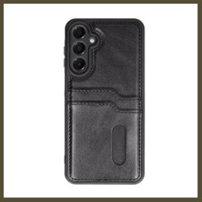 Northcity Samsung Galaxy A55 5g Uyumlu Kılıf Sara Kartvizitli Deri Kılıf - Siyah Bx