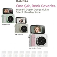 Uravas Store Uraselect 2k Mini Dijital Retro Video Kamera Flaşlı Dijital Vlog Mini Fotoğraf Makinesi Türkçe Menü Bej