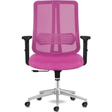Spark Ofis Sandalyesi Ergonomik Sırt Destekli Çalışma Koltuğu Başlıksız File Sırt (Pembe)